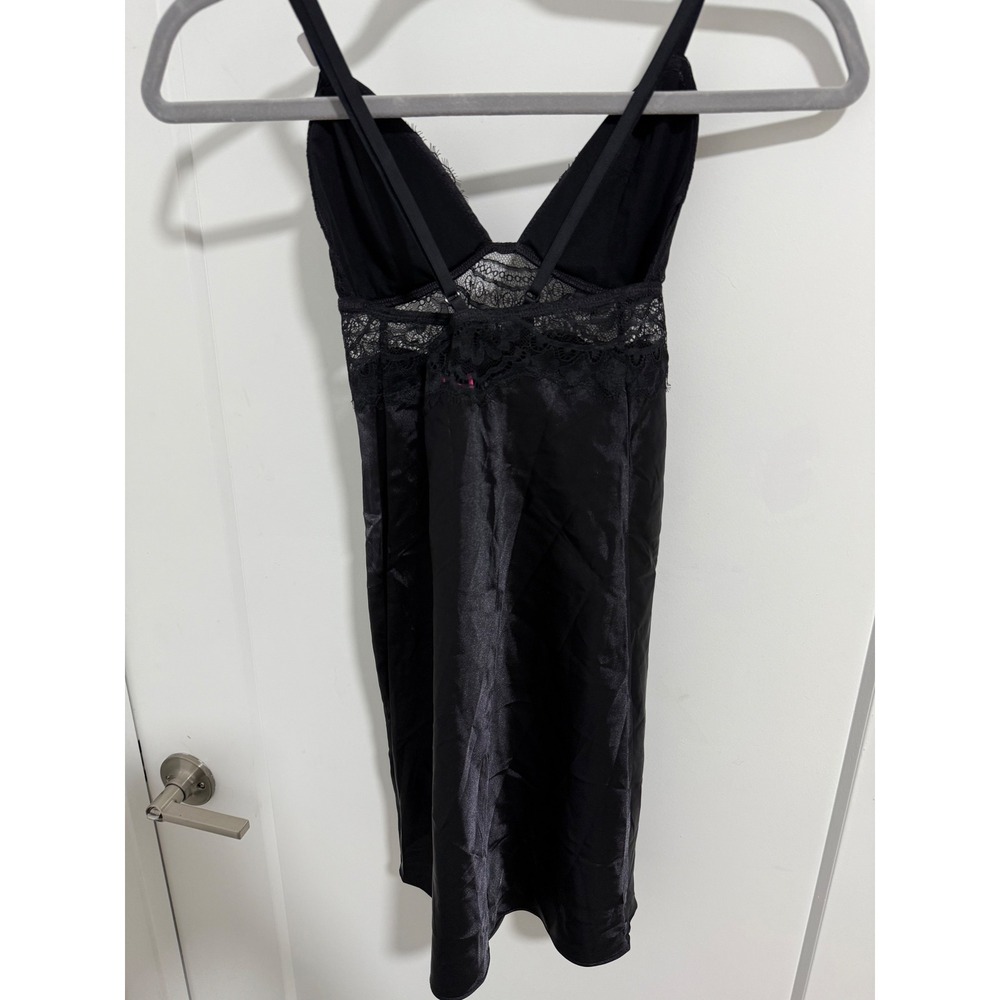 La Senza Black Lace Top Satin Slip Dress Mini Lingerie Size S NWT - Picture 3 of 6